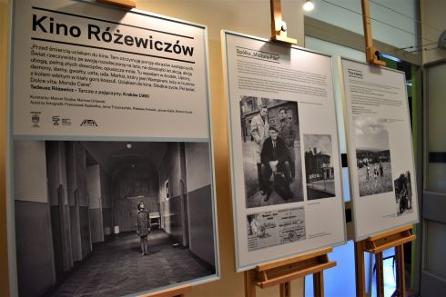 Trzy plansze wystawy "Kino Różewiczów"