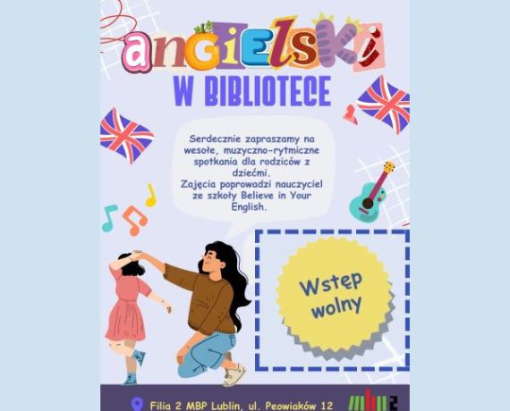 Plakat promujący muzyczne zajęcia z języka angielskiego