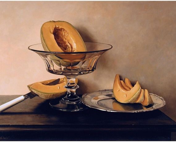 Fruttiera di cristallo con meloni (1999), Mauro David