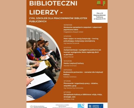 Plakat informujący o szkoleniach w ramach cyklu szkoleń 