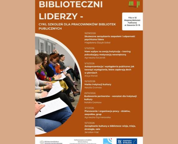 Plakat informujący o szkoleniach z cyklu 