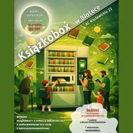 Plakat promujący projekt "Książkobox w Biotece"