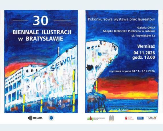Plakat promujący wystawę pokonkursową 30. Biennale Ilustracji w Bratysławie