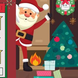 Beżowa Brązowa Zielona Czerwona Czarna i Biała Świąteczna Kolaż Boże Narodzenie Życzenia E-kartka - Mikołaj