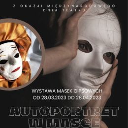 Grafika promująca wystawę "Autoportret w masce"