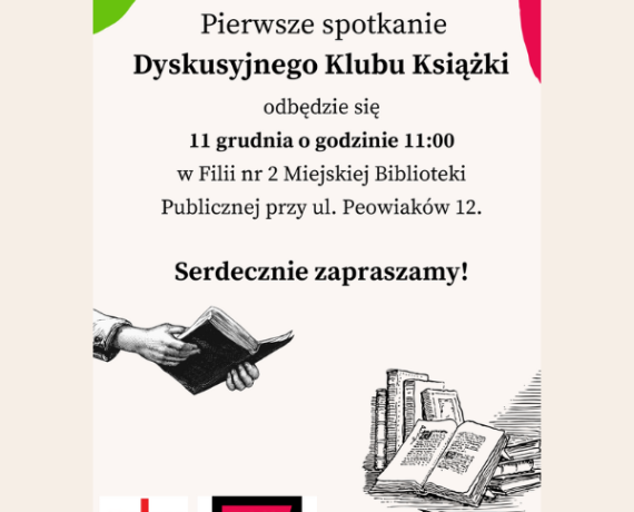 Plakat promujący pierwsze spotkanie DKK w Filii nr 2