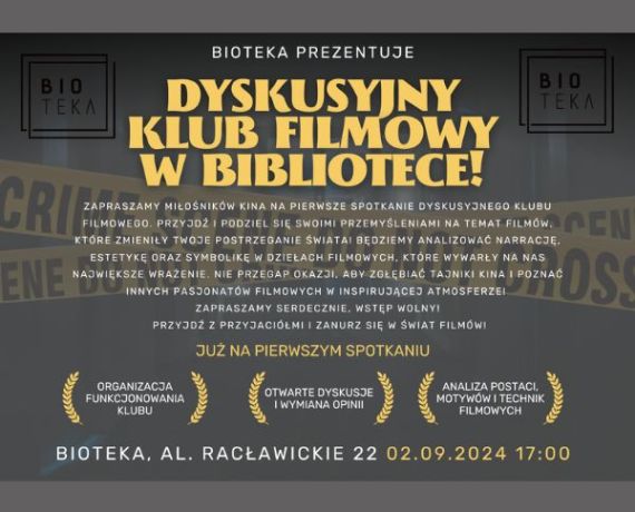 Plakat promujący pierwsze spotkanie DKF w Biotece