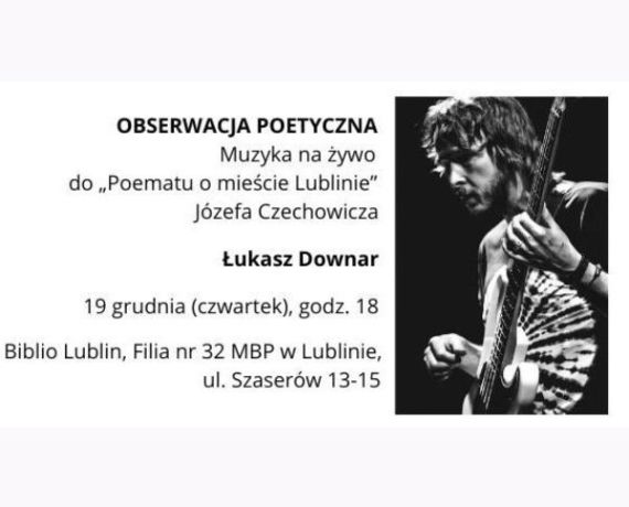 Grafika promująca koncert - po prawej zdjęcie Łukasza Downara