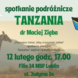 Grafika przedstawiająca afrykański pejzaż i flaga Tanzanii