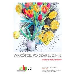 Plakat z ilustracją przedstawiającą bukiet tulipanów