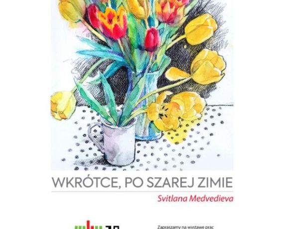 Plakat z ilustracją przedstawiającą bukiet tulipanów