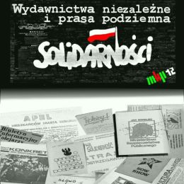 Fragment plakatu z logotypem Solidarności promującego wystawę