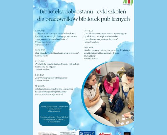 Biblioteka dobrostanu - cykl szkoleń dla pracowników - plakat