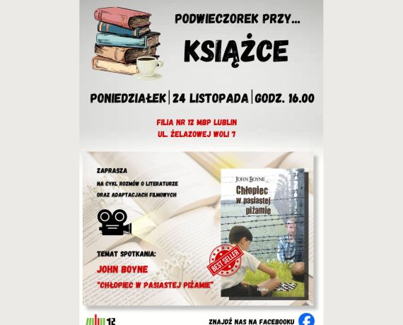 Plakat promujący spotkanie dotyczące książki i filmu pt. 